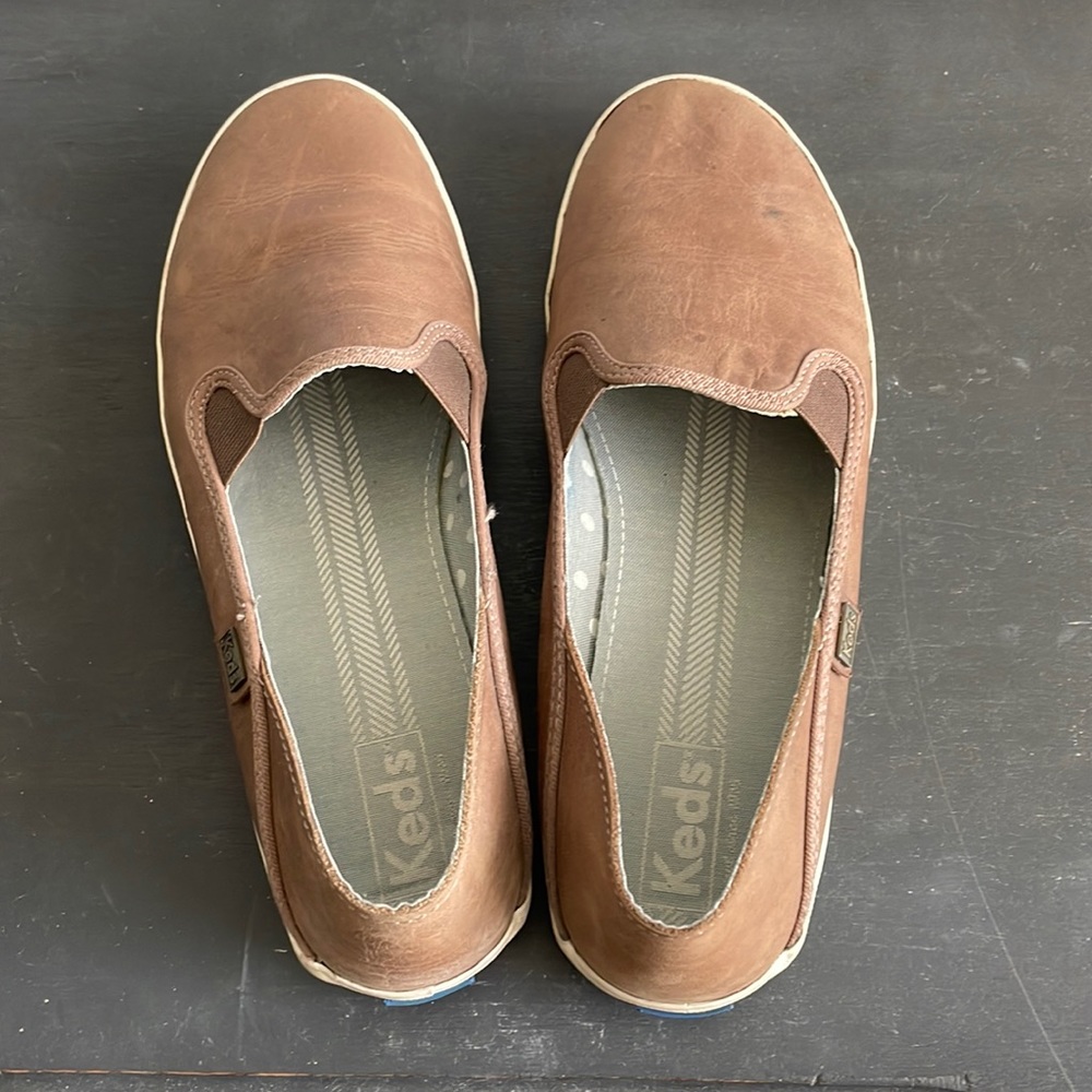 Keds leather boat shoe, slide on, gently used